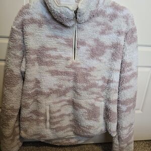 Cozy Pink and White Sherpa Pullover